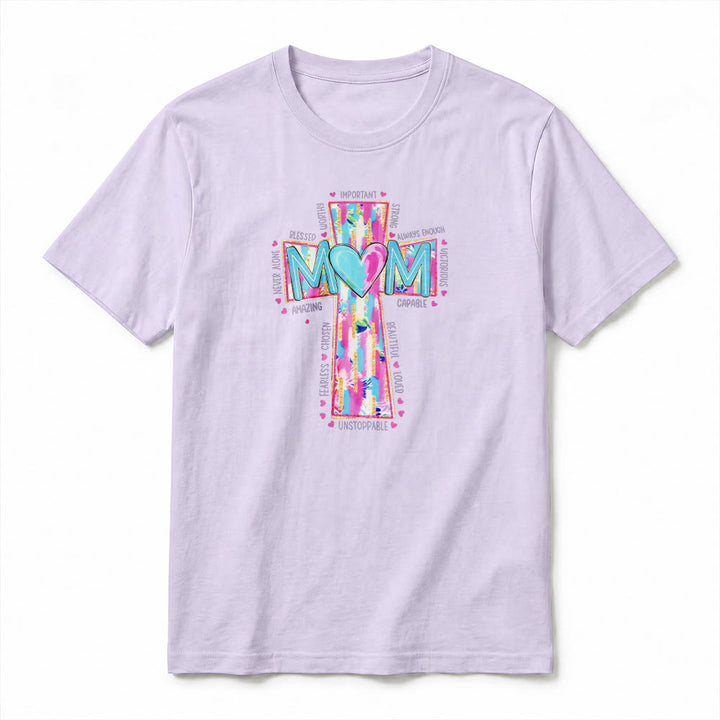 Christianartworkshop T-shirt premium à manches courtes avec imprimé croix « Faith Mom » - image 14