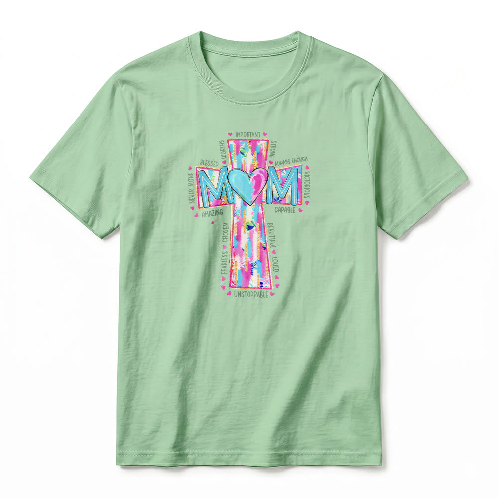 Christianartworkshop T-shirt premium à manches courtes avec imprimé croix « Faith Mom » - image 23