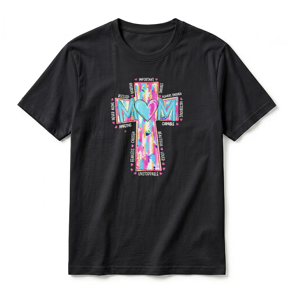 Christianartworkshop T-shirt premium à manches courtes avec imprimé croix « Faith Mom » - image 5