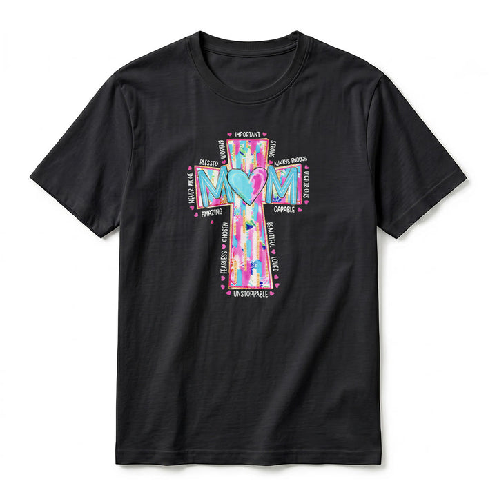 Christianartworkshop T-shirt premium à manches courtes avec imprimé croix « Faith Mom » - image 5
