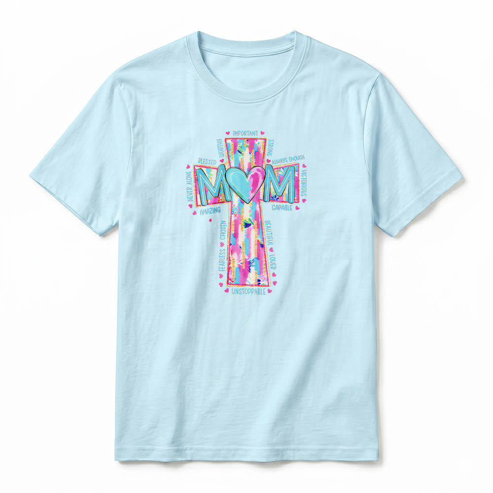 Christianartworkshop T-shirt premium à manches courtes avec imprimé croix « Faith Mom » - image 11