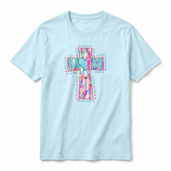 Christianartworkshop T-shirt premium à manches courtes avec imprimé croix « Faith Mom » - image 11
