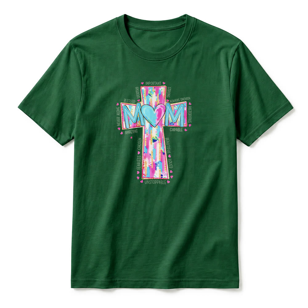 Christianartworkshop T-shirt premium à manches courtes avec imprimé croix « Faith Mom » - image 26