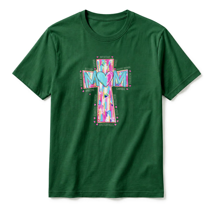 Christianartworkshop T-shirt premium à manches courtes avec imprimé croix « Faith Mom » - image 26