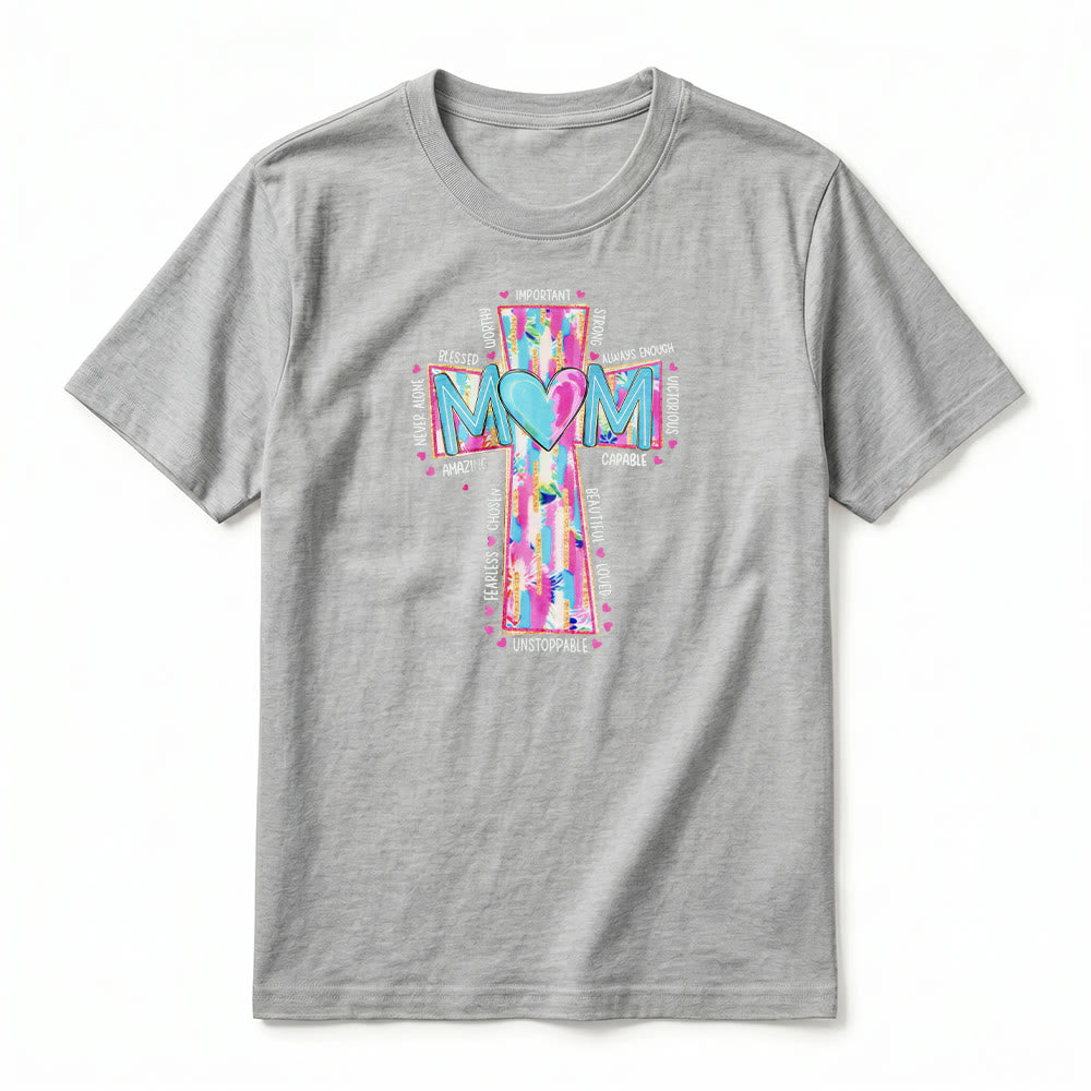 Christianartworkshop T-shirt premium à manches courtes avec imprimé croix « Faith Mom » - image 17