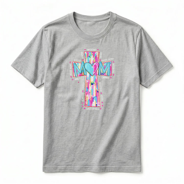 Christianartworkshop T-shirt premium à manches courtes avec imprimé croix « Faith Mom » - image 17
