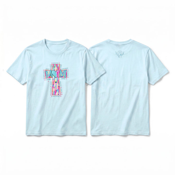 Christianartworkshop T-shirt premium à manches courtes avec imprimé croix « Faith Mom » - Bleu - 2XL - image 10