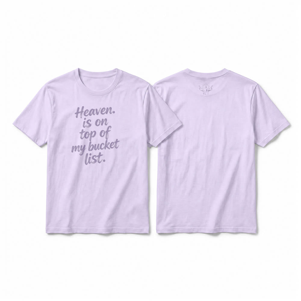 Christianartworkshop T-shirt à manches courtes premium lavande « Le paradis est en tête de ma liste de choses à faire avant de mourir » - Violet - 2XL - image 1