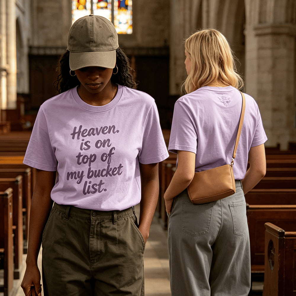Christianartworkshop T-shirt à manches courtes premium lavande « Le paradis est en tête de ma liste de choses à faire avant de mourir » - image 0