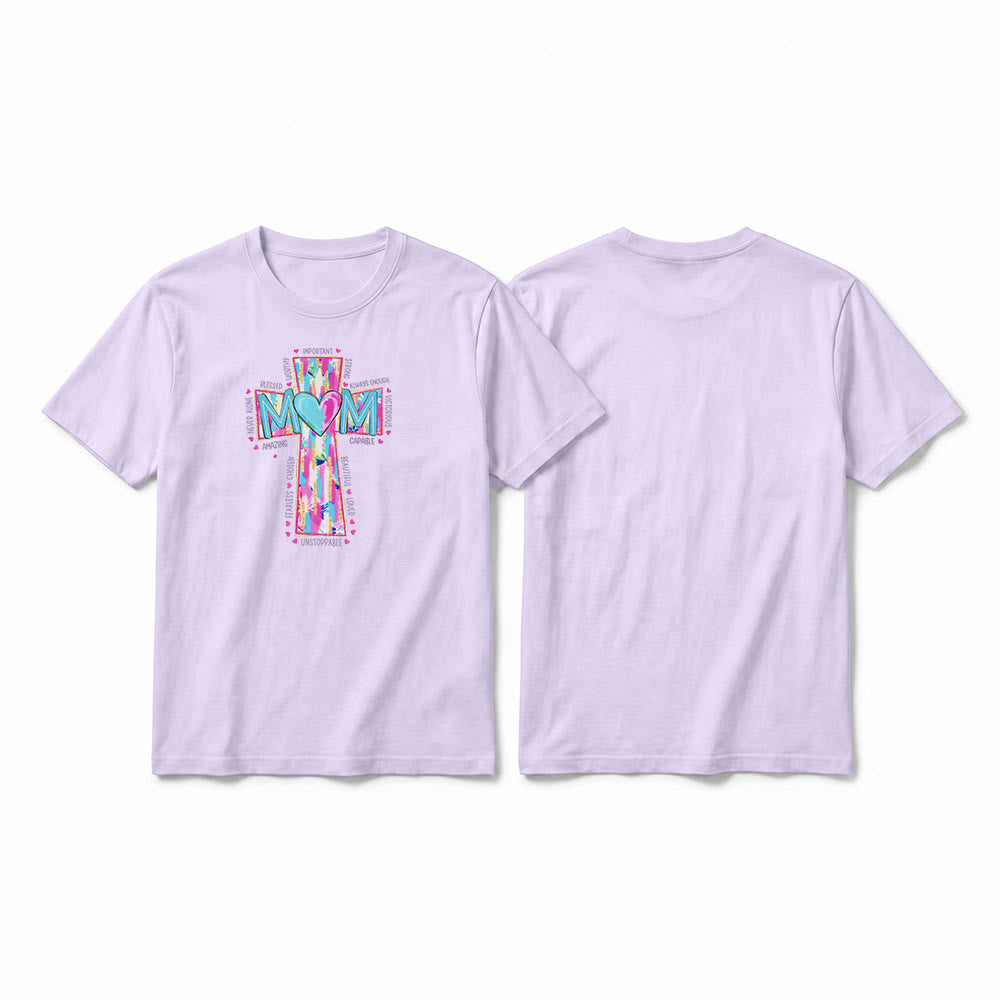 Christianartworkshop T-shirt premium à manches courtes avec imprimé croix « Faith Mom » - Violet - 2XL - image 13