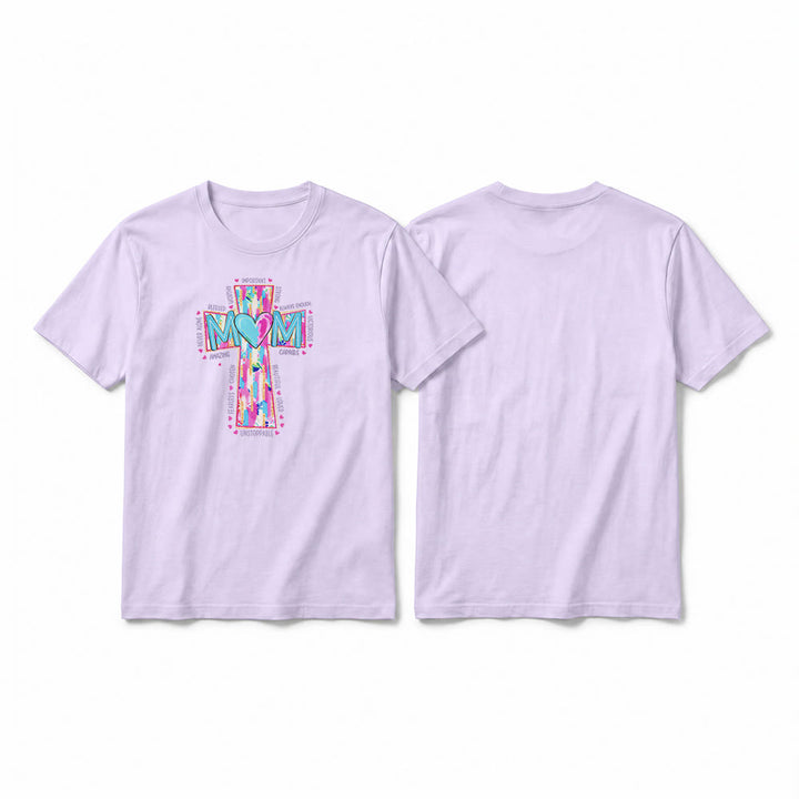 Christianartworkshop T-shirt premium à manches courtes avec imprimé croix « Faith Mom » - Violet - 2XL - image 13
