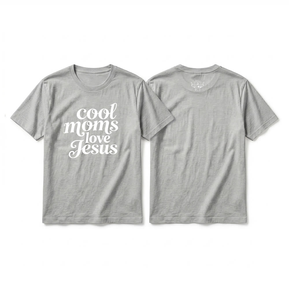 Christianartworkshop T-shirt premium à manches courtes imprimé recto verso « Les mamans cool aiment Jésus » - Gris - 2XL - image 16