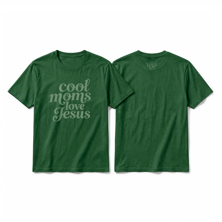Christianartworkshop T-shirt premium à manches courtes imprimé recto verso « Les mamans cool aiment Jésus » - Vert foncé - 2XL - image 25