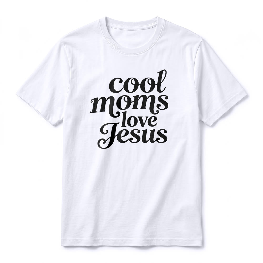 Christianartworkshop T-shirt premium à manches courtes imprimé recto verso « Les mamans cool aiment Jésus » - image 5