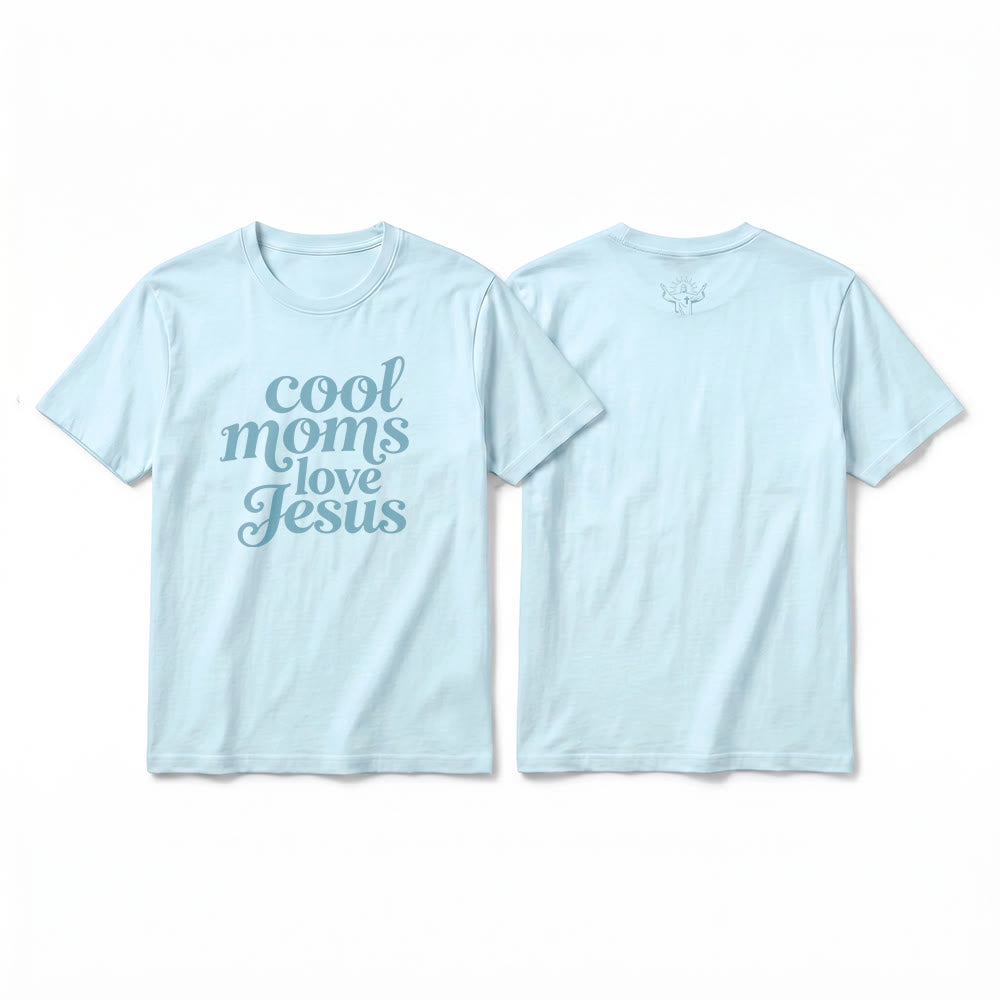 Christianartworkshop T-shirt premium à manches courtes imprimé recto verso « Les mamans cool aiment Jésus » - Bleu - 2XL - image 10