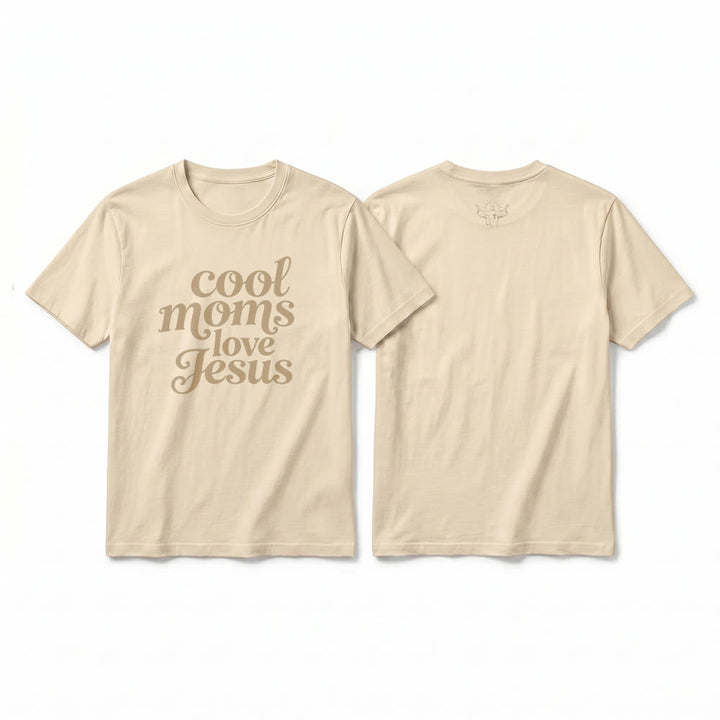 Christianartworkshop T-shirt premium à manches courtes imprimé recto verso « Les mamans cool aiment Jésus » - Beige - 2XL - image 19