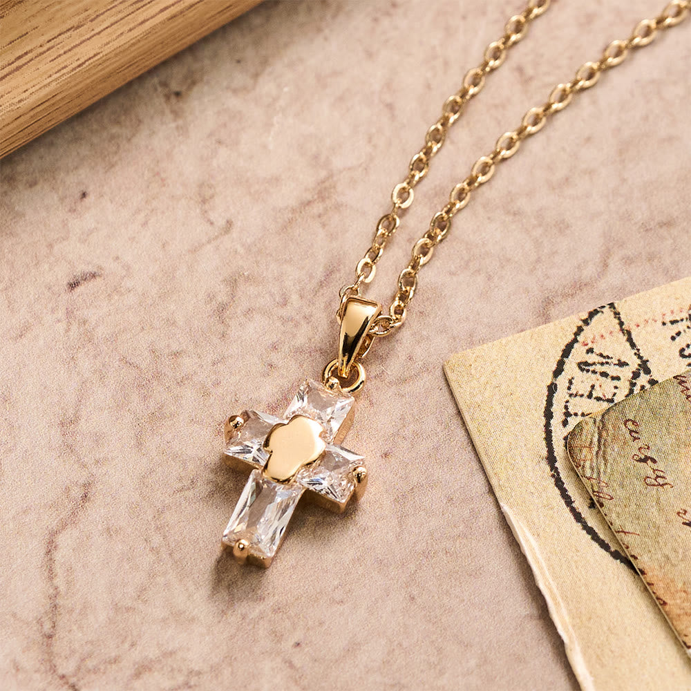 Christianartworkshop Collier pendentif croix incrustée de zircon avec incrustation centrale polie : symbole de grâce sacrée rayonnante et de foi inébranlable - image 2
