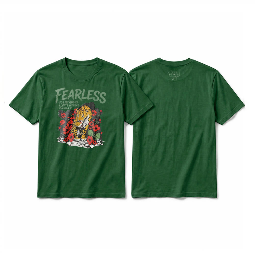 Christianartworkshop T-shirt premium à manches courtes « Sans peur, car mon Dieu est toujours avec moi » (Ésaïe 41:10) - Vert foncé - 2XL - image 22