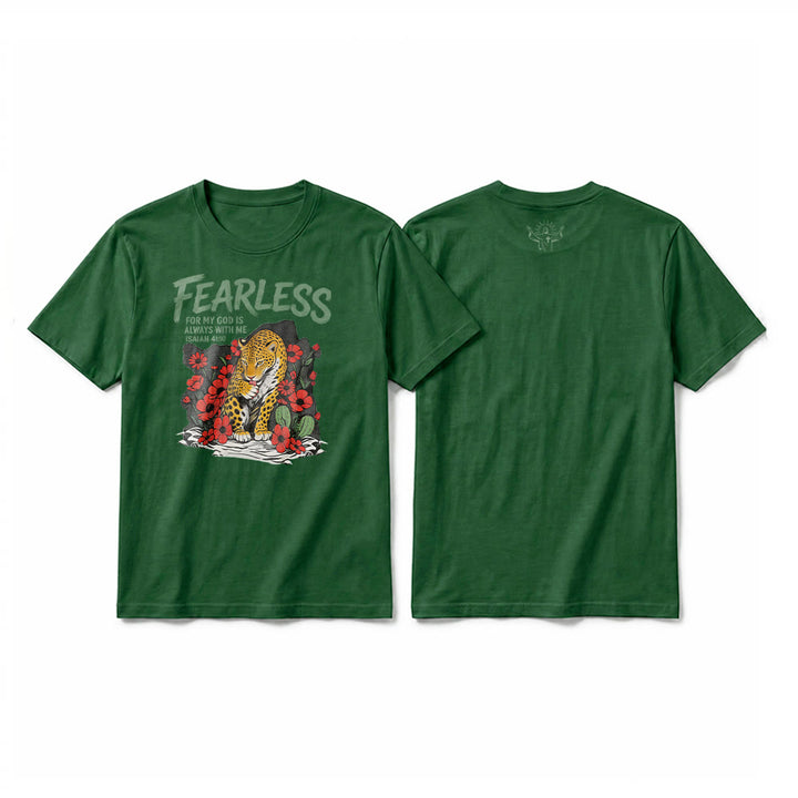 Christianartworkshop T-shirt premium à manches courtes « Sans peur, car mon Dieu est toujours avec moi » (Ésaïe 41:10) - Vert foncé - 2XL - image 22