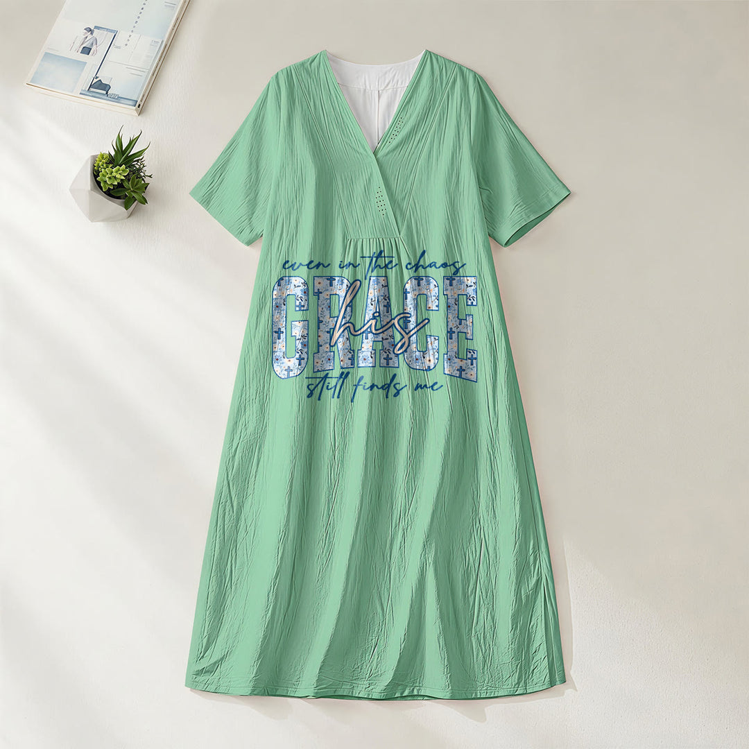 Robe midi ample à carreaux Christianartworkshop Classic « His Grace Still Finds Me » - Vert - 4XL - image 16