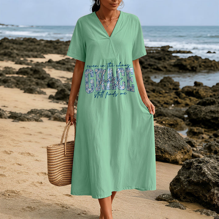 Robe midi ample à carreaux Christianartworkshop Classic « His Grace Still Finds Me » - image 17