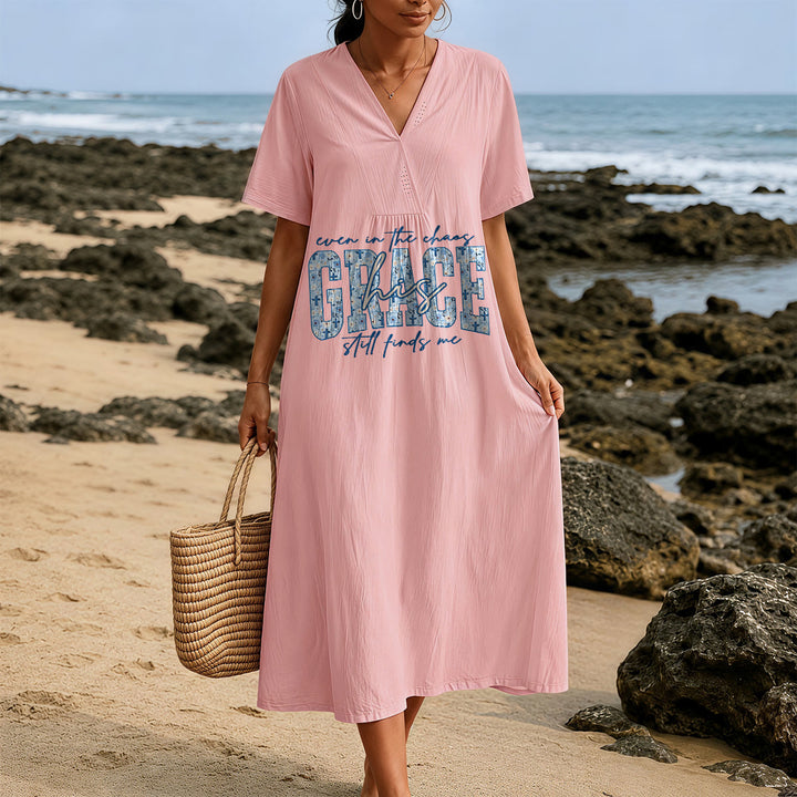 Robe midi ample à carreaux Christianartworkshop Classic « His Grace Still Finds Me » - image 5