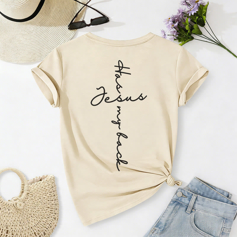 Christianartworkshop T-shirt décontracté à col en V avec imprimé recto verso « Jésus me protège » - image 16