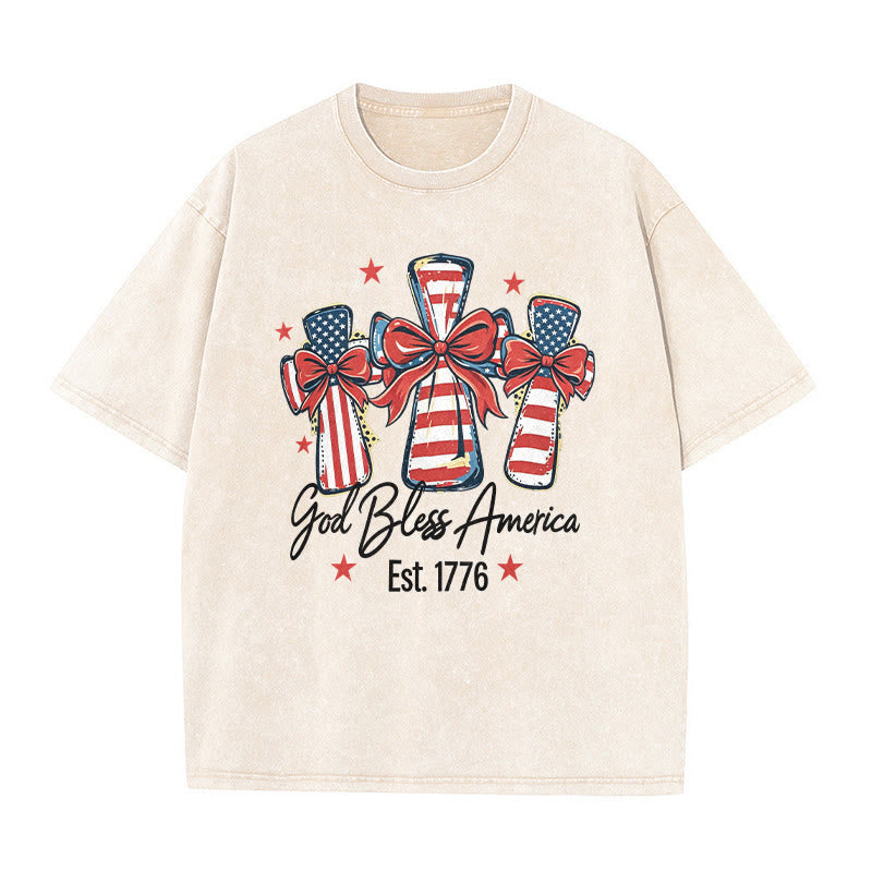 Christianartworkshop T-shirt unisexe Coquette Bow American Flag Love Washed - Beige - 5XL - image 3