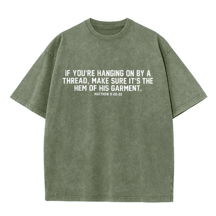 Christianartworkshop T-shirt unisexe délavé avec le verset biblique Matthieu 9:20-22 - Vert armée - 5XL - image 1