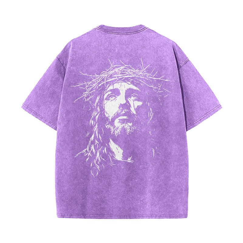 Christianartworkshop T-shirt unisexe délavé avec détail croix et couronne d'épines - image 21
