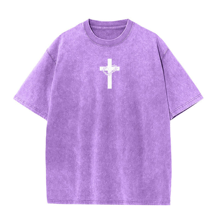 Christianartworkshop T-shirt unisexe délavé avec détail croix et couronne d'épines - image 22