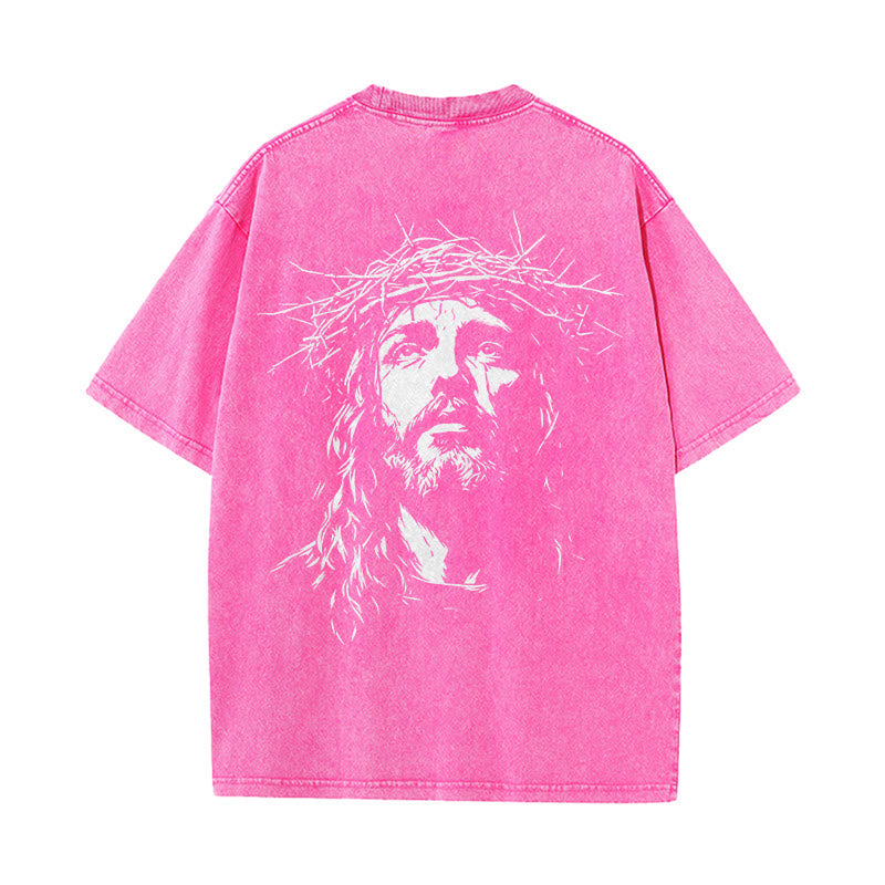 Christianartworkshop T-shirt unisexe délavé avec détail croix et couronne d'épines - image 18