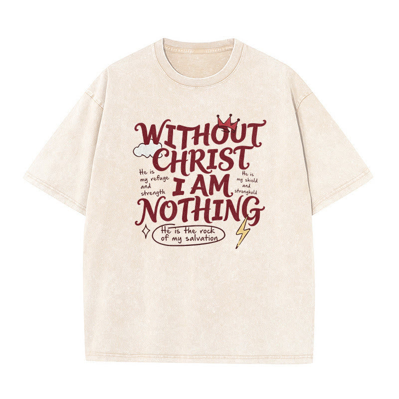 Christianartworkshop T-shirt unisexe délavé « Témoignage de foi : Sans Christ, je ne suis rien » - Beige - 5XL - image 1