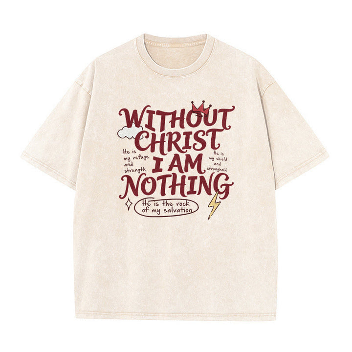 Christianartworkshop T-shirt unisexe délavé « Témoignage de foi : Sans Christ, je ne suis rien » - Beige - 5XL - image 1
