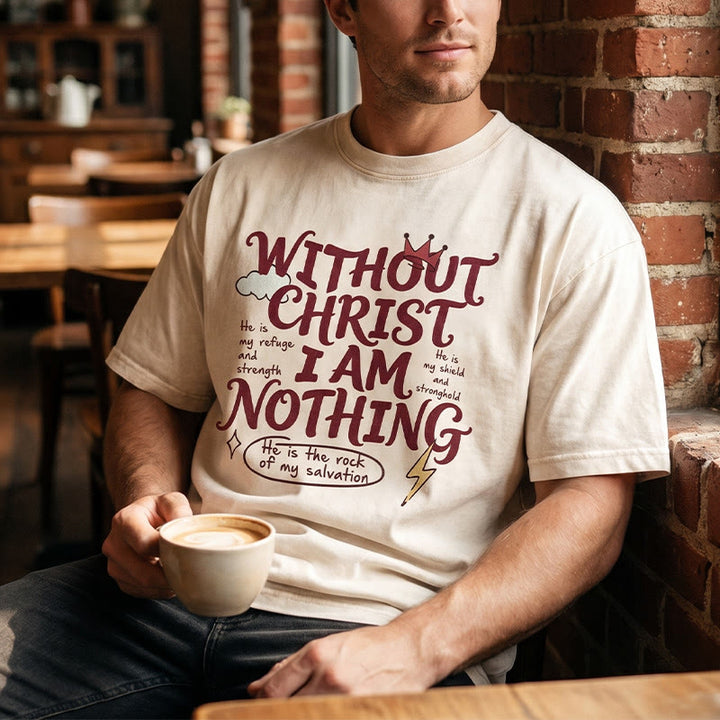 Christianartworkshop T-shirt unisexe délavé « Témoignage de foi : Sans Christ, je ne suis rien » - image 0