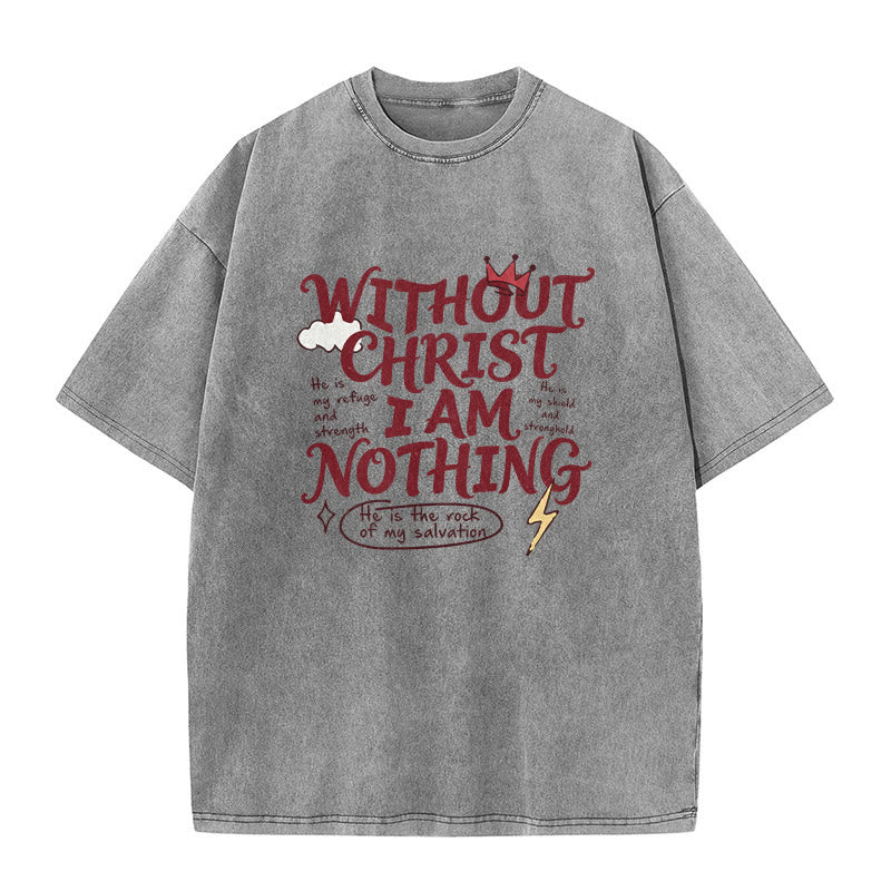 Christianartworkshop T-shirt unisexe délavé « Témoignage de foi : Sans Christ, je ne suis rien » - Gris - 5XL - image 9