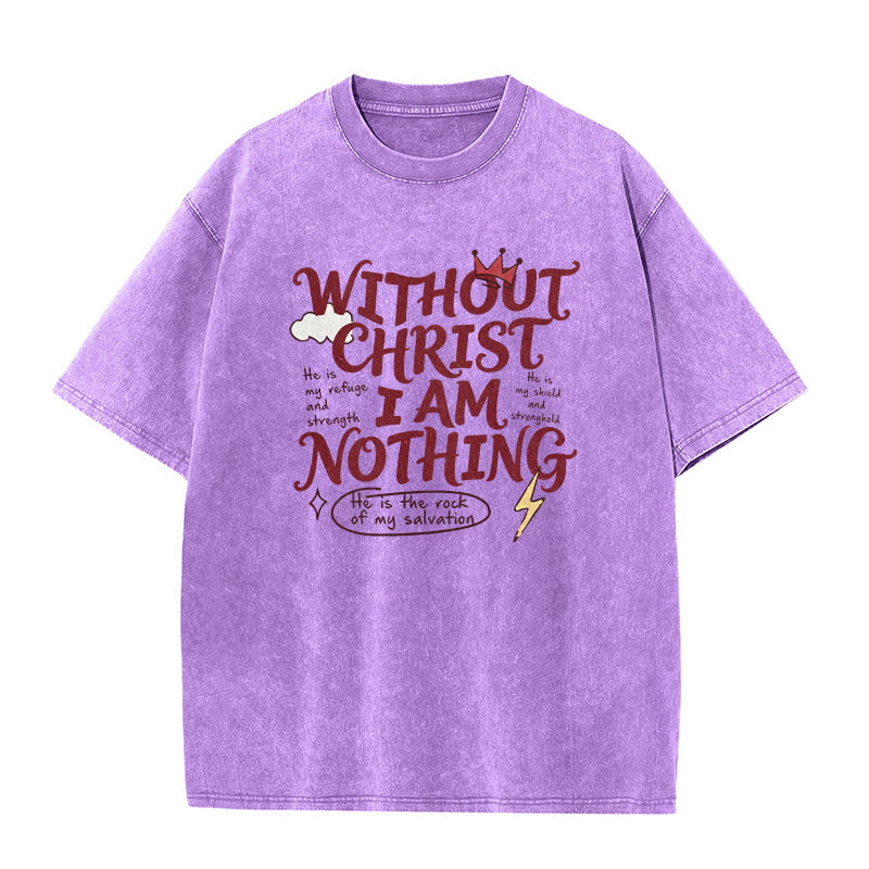Christianartworkshop T-shirt unisexe délavé « Témoignage de foi : Sans Christ, je ne suis rien » - Violet - 5XL - image 7