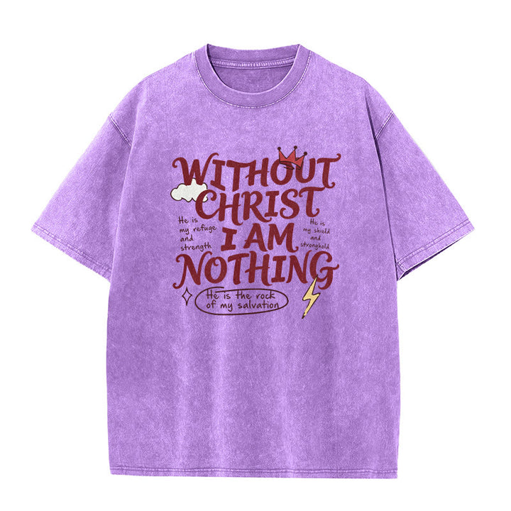 Christianartworkshop T-shirt unisexe délavé « Témoignage de foi : Sans Christ, je ne suis rien » - Violet - 5XL - image 7