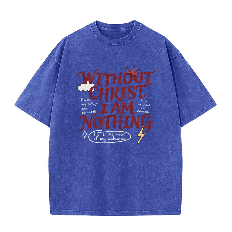 Christianartworkshop T-shirt unisexe délavé « Témoignage de foi : Sans Christ, je ne suis rien » - Bleu - 5XL - image 8