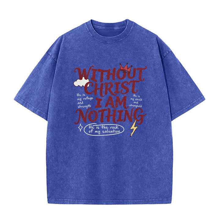 Christianartworkshop T-shirt unisexe délavé « Témoignage de foi : Sans Christ, je ne suis rien » - Bleu - 5XL - image 8