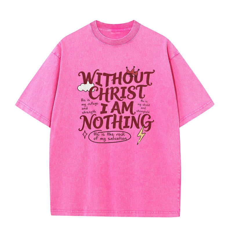 Christianartworkshop T-shirt unisexe délavé « Témoignage de foi : Sans Christ, je ne suis rien » - Rose - 5XL - image 6