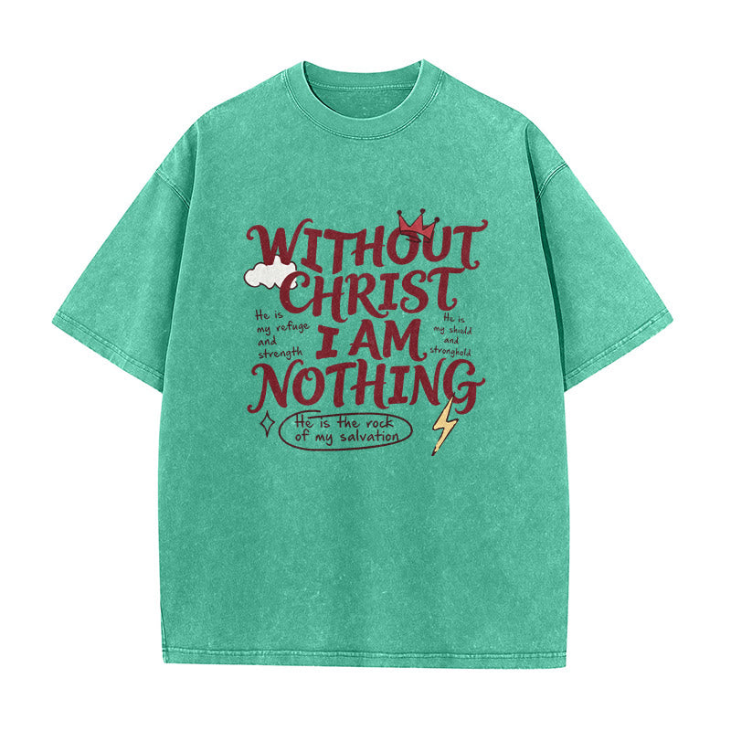 Christianartworkshop T-shirt unisexe délavé « Témoignage de foi : Sans Christ, je ne suis rien » - Vert - 5XL - image 4