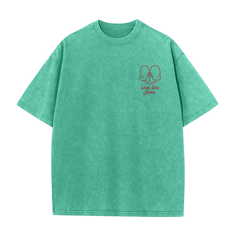 Christianartworkshop T-shirt unisexe délavé « Aimer comme Jésus » 1 Corinthiens 13 - image 1