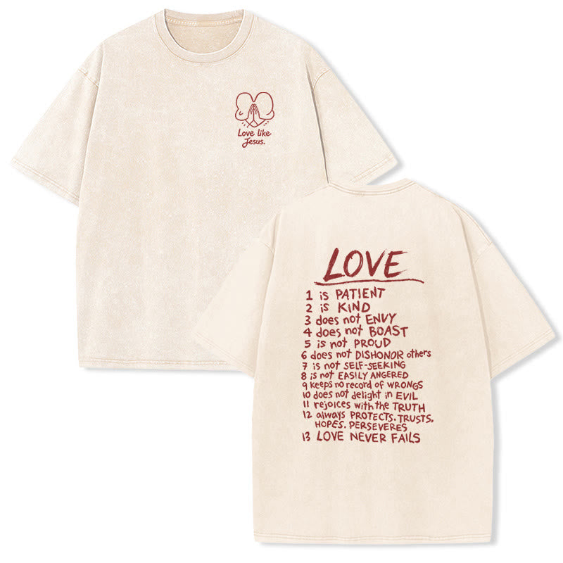 Christianartworkshop T-shirt unisexe délavé « Aimer comme Jésus » 1 Corinthiens 13 - Beige - 5XL - image 6