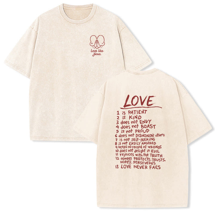 Christianartworkshop T-shirt unisexe délavé « Aimer comme Jésus » 1 Corinthiens 13 - Beige - 5XL - image 6