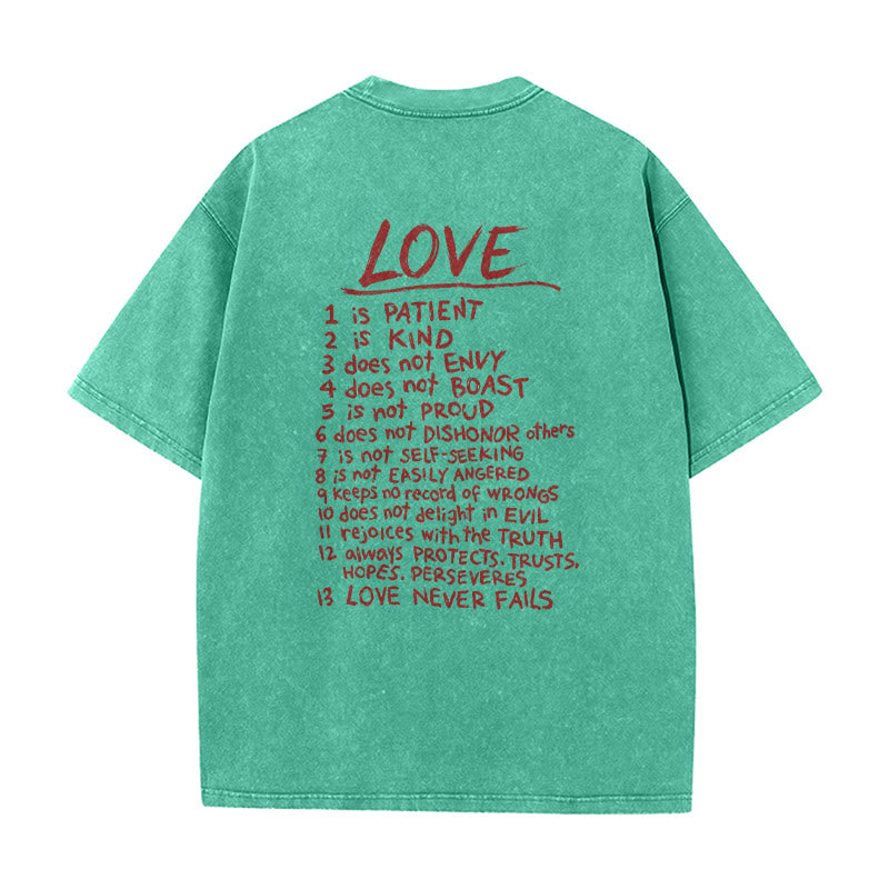 Christianartworkshop T-shirt unisexe délavé « Aimer comme Jésus » 1 Corinthiens 13 - image 2