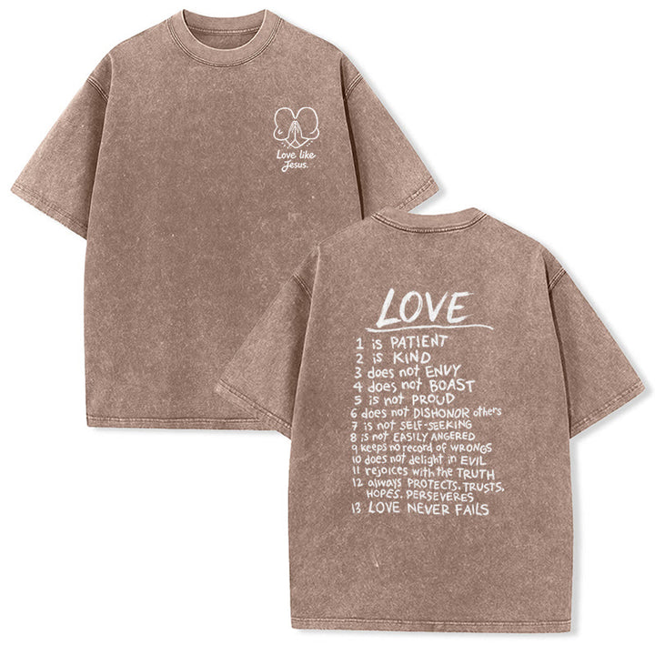 Christianartworkshop T-shirt unisexe délavé « Aimer comme Jésus » 1 Corinthiens 13 - Brun - 5XL - image 12