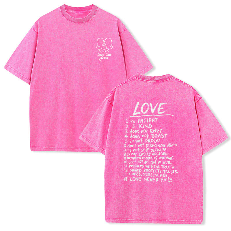 Christianartworkshop T-shirt unisexe délavé « Aimer comme Jésus » 1 Corinthiens 13 - Rose - 5XL - image 15