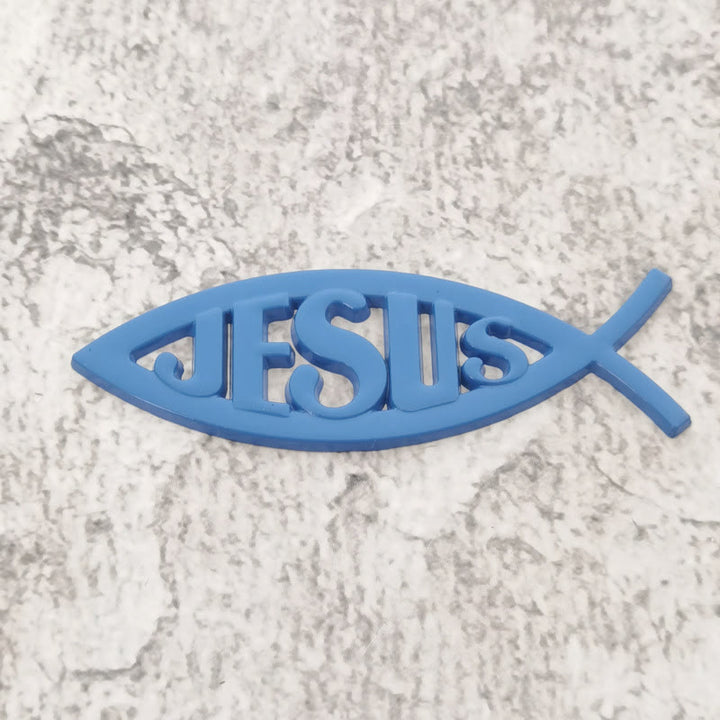 Christianartworkshop Autocollant de voiture en forme de poisson Ichthys avec le symbole de Jésus en relief : un symbole de foi inébranlable et de protection divine - Bleu - image 5