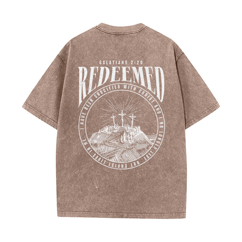 Christianartworkshop T-shirt unisexe délavé avec impression recto-verso « Rachetés » Galates 2:20 - image 15